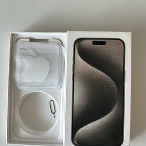 BOX ONLY IPhone 15 pro max natural titanium 512GB + FREE TEMPERED GLASS SCREEN